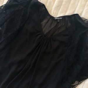 Express large black lace top
